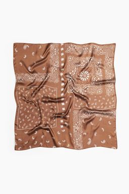 H&M - Women Brown Patterned Scarf (80x80)