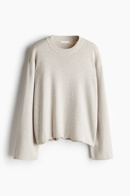 H&M - Women Beige Oversized Curved-Hem Jumper