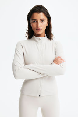 H&M - Women Beige Zip-Through Sports Jacket With Softmove