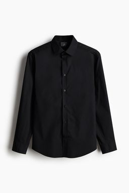 H&M - Men Black Regular Fit Easy-Iron Shirt