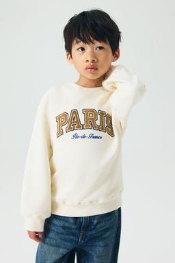 H&M - Boys White Printed Crew-Neck Sweatshirt