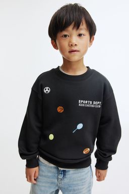 H&M - Boys Black Printed Crew-Neck Sweatshirt
