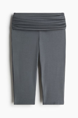 H&M - Women Grey Foldover-Waist Capri Leggings