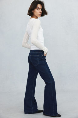 H&M - Women Blue Fla High Jeans