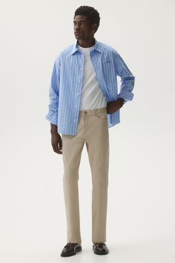 H&M - Men Beige Slim Fit 5-Pocket Trousers