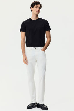 H&M - Men White Slim Fit 5-Pocket Trousers