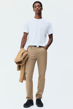 H&M - Men Beige Slim Fit 5-Pocket Trousers