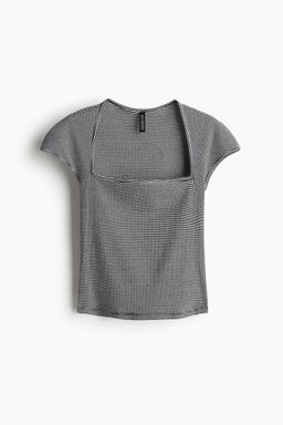 H&M - Women Black Square-Neck Ribbed Top