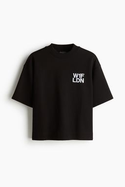 H&M - Men Black Loose Fit Printed Scuba T-Shirt