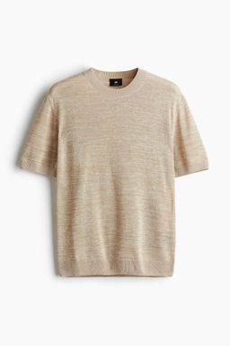 H&M - Men Beige Regular Fit Fine-Knit T-Shirt