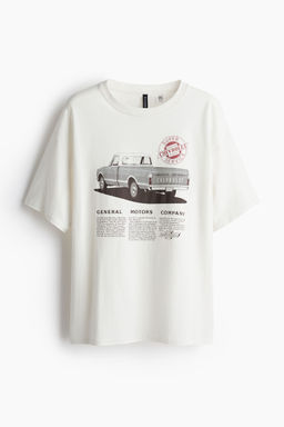 H&M - Women White Oversized Printed T-Shirt