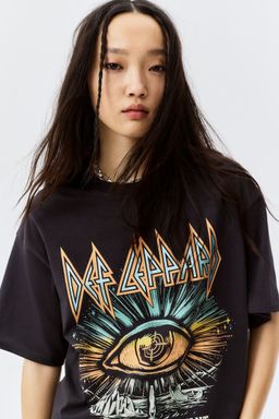 H&M - Women Grey Oversized Printed T-Shirt