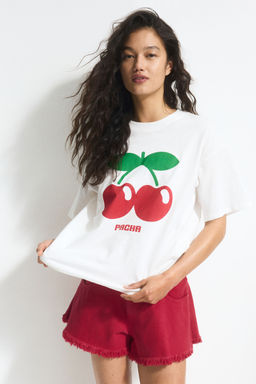 H&M - Women White Oversized Printed T-Shirt