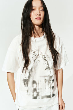 H&M - Women White Oversized Printed T-Shirt