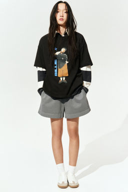 H&M - Women Black Oversized Printed T-Shirt