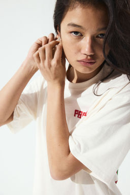 H&M - Women White Oversized Printed T-Shirt