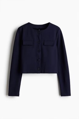 H&M - Women Blue Pocket-Detail Jersey Cardigan