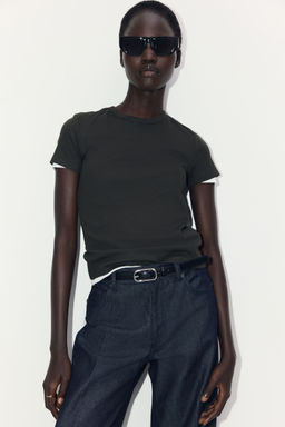 H&M - Women Green Ribbed T-Shirt