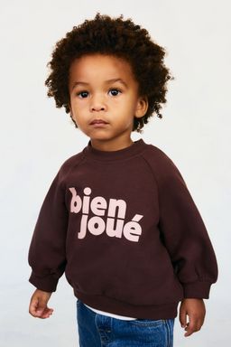 H&M - Boys & Girls Brown Embroidery-Detail Cotton Sweatshirt