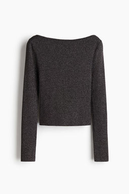 H&M - Women Black Glittery Boat-Neck Top
