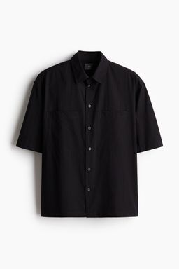 H&M - Men Black Regular Fit Short-Sleeved Shirt