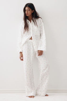 H&M - Women White Cotton Muslin Pyjamas