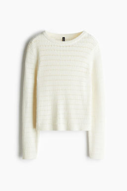 H&M - Women White Hole-Patterned Jumper