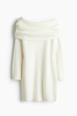 H&M - Women White Off-The-Shoulder Knitted Dress