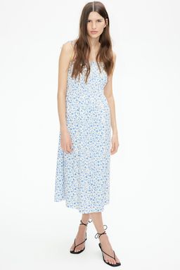 H&M - Women White Smocked Tie-Strap Dress