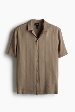 H&M - Men Beige Regular Fit Textu-Weave Resort Shirt