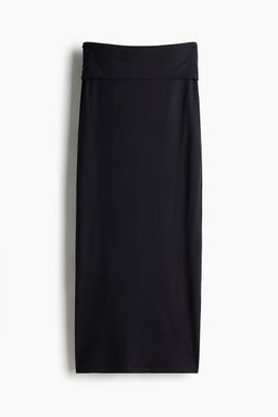 H&M - Women Black Fold Over-Waist Maxi Skirt