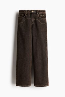 H&M - Women Brown Motif-Detail Twill Trousers