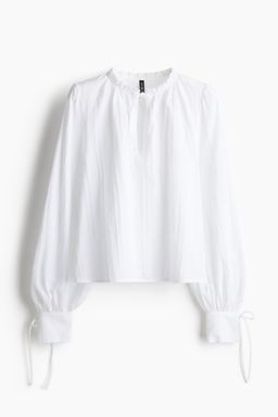 H&M - Women White Tie-Detail Cotton Blouse