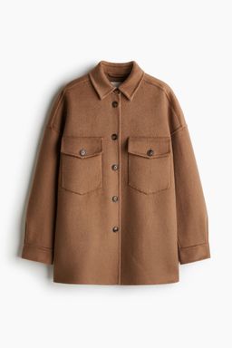 H&M - Women Beige Handmade Wool-Blend Shacket