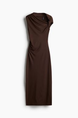 H&M - Women Brown Twist-Detail One-Shoulder Dress