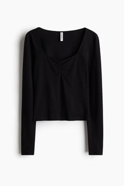 H&M - Women Black Sweetheart-Neck Top