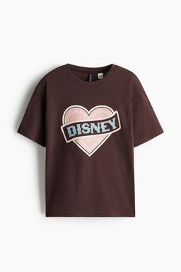 H&M - Women Brown Boxy-Style Printed T-Shirt