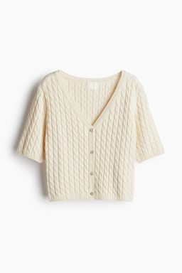H&M - Women Beige Cable-Knit Cardigan