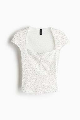 H&M - Women White Gathe Cap-Sleeved Top