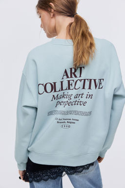 H&M - Women Blue Text-Motif Sweatshirt