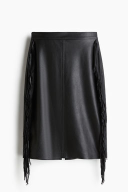 H&M - Women Black Fringed Coated Skirt
