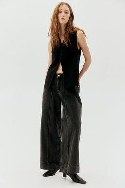 H&M - Women Black Long Suit Waistcoat