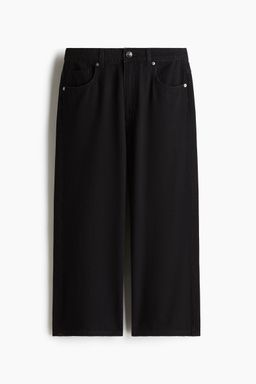 H&M - Women Black Wide High Cropped Jeans
