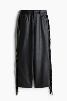 H&M - Women Black Fringed Coated Trousers