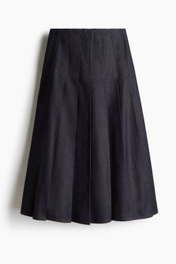 H&M - Women Blue Pleated Denim Skirt