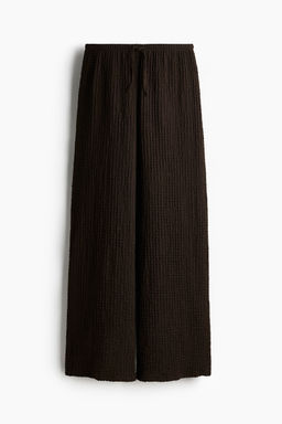 H&M - Women Brown Crinkled Drawstring Trousers