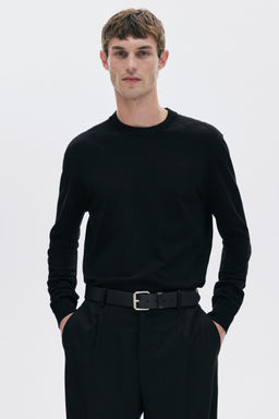 H&M - Men Black Regular Fit Fine-Knit Jumper