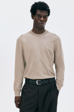 H&M - Men Beige Regular Fit Fine-Knit Jumper