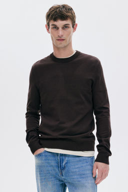 H&M - Men Brown Regular Fit Fine-Knit Jumper