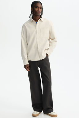 H&M - Men Beige Regular Fit Corduroy Shirt